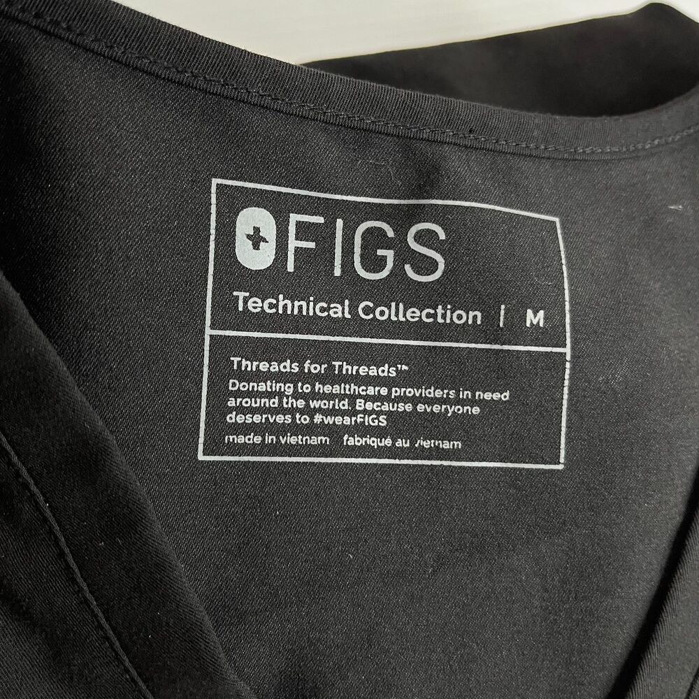 Figs Womens Scrub Set M Black Top Jogger Pants Technical Collection Stretch - Picture 5 of 12